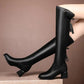 Women Leather Elastic Over The Knee Boots 2024 New Winter Warm Plush Long Boot Autumn Slip-On Pointed Thick Heels Knight Botas