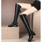 Women Leather Elastic Over The Knee Boots 2024 New Winter Warm Plush Long Boot Autumn Slip-On Pointed Thick Heels Knight Botas