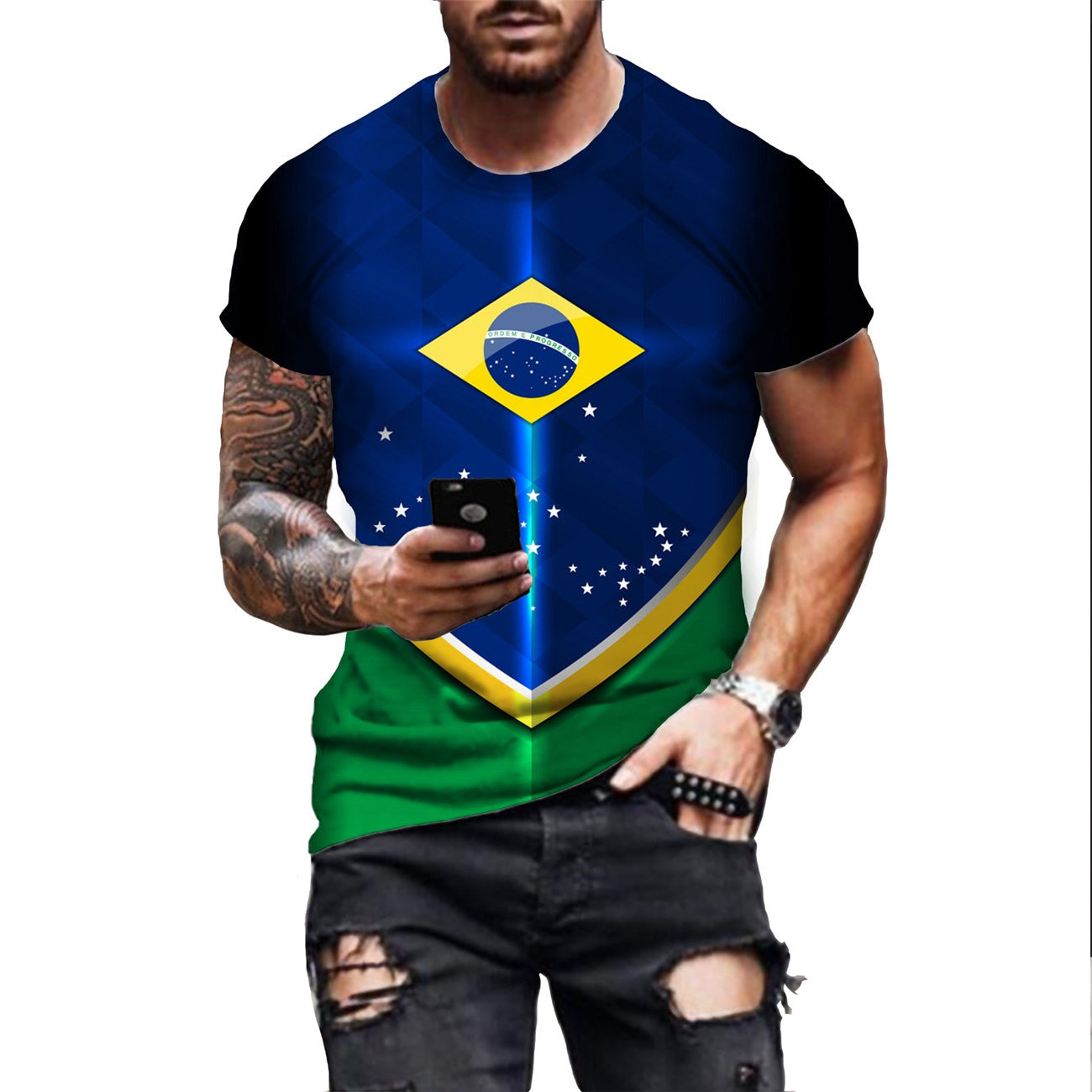 Camisa Unissex Casual Bandeira do Brasil