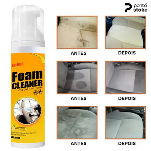 Spray de Espuma Mágica pra Limpeza Profunda - Foam Cleaner™: Seu Carro Novo e Sem Manchas