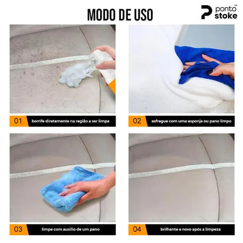 Spray de Espuma Mágica pra Limpeza Profunda - Foam Cleaner™: Seu Carro Novo e Sem Manchas