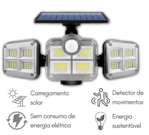 Refletor Led Solar Com 3 Cabeças 800W - EcoLight