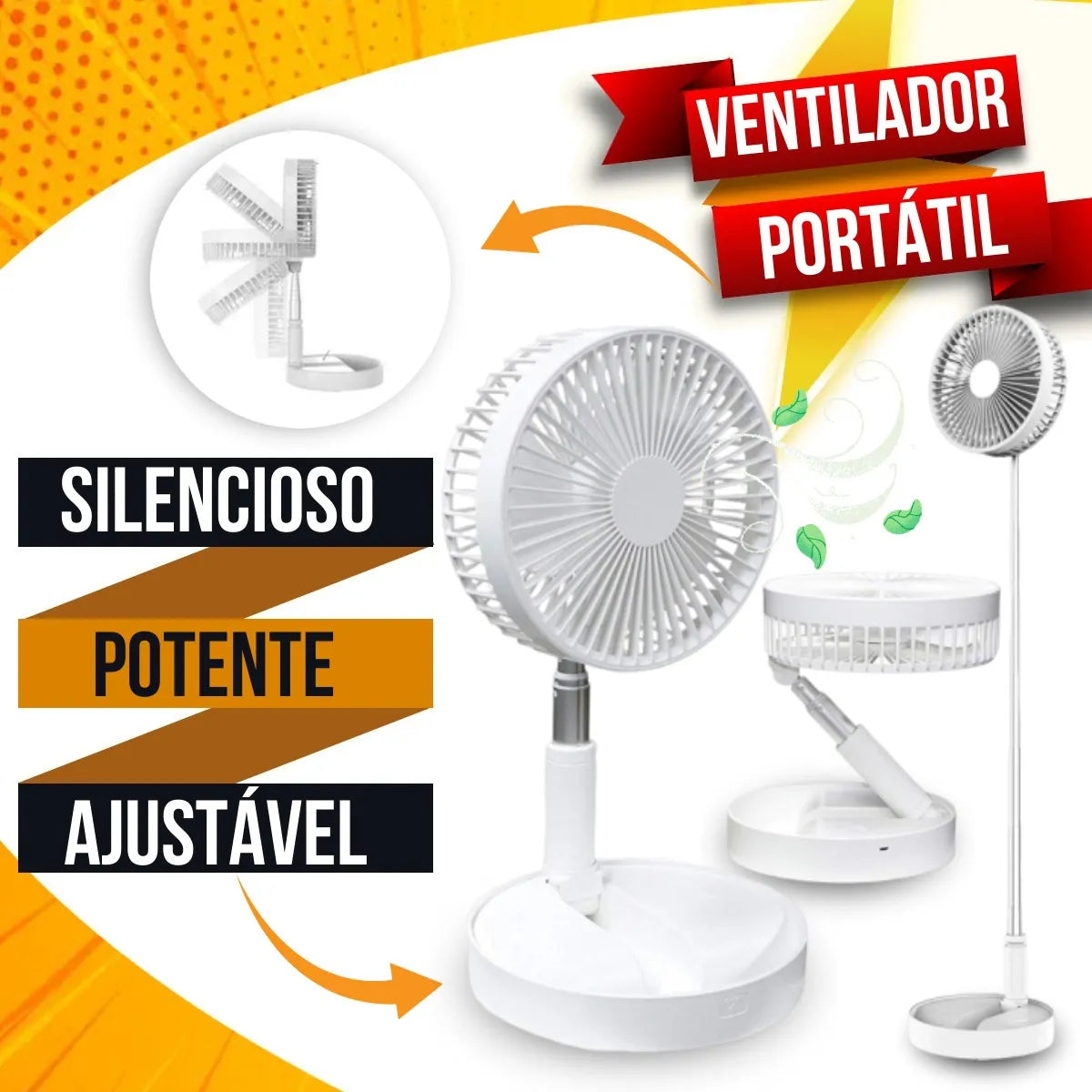 Ventilador Portátil Silencioso Dobrável 7200mah Retrátil Usb - Nice Breeze